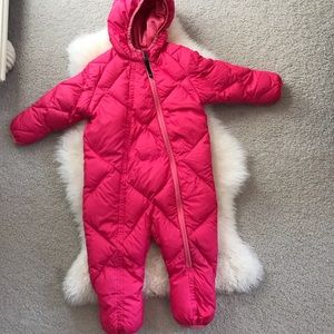 REI Baby Pink Goose Down Bunting Snowsuit.